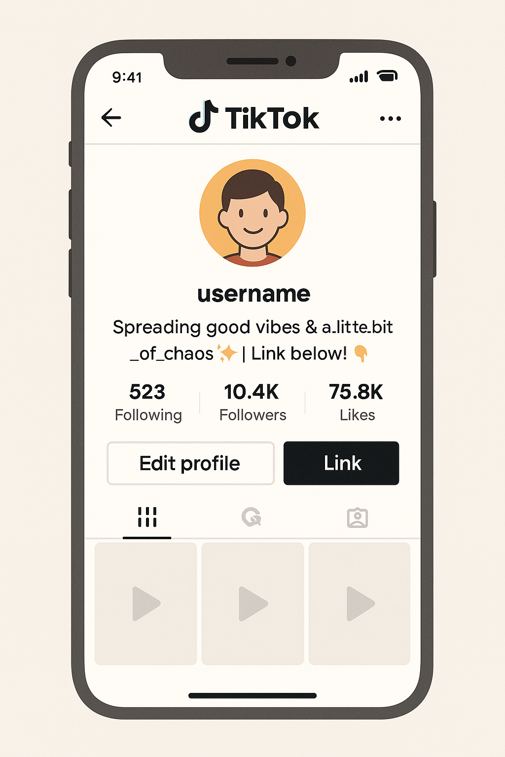 Example screenshot showing a well-crafted bio for a TikTok profile page